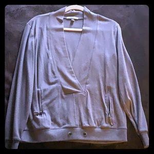 Dusty Rose colored sweater with plunging neckline